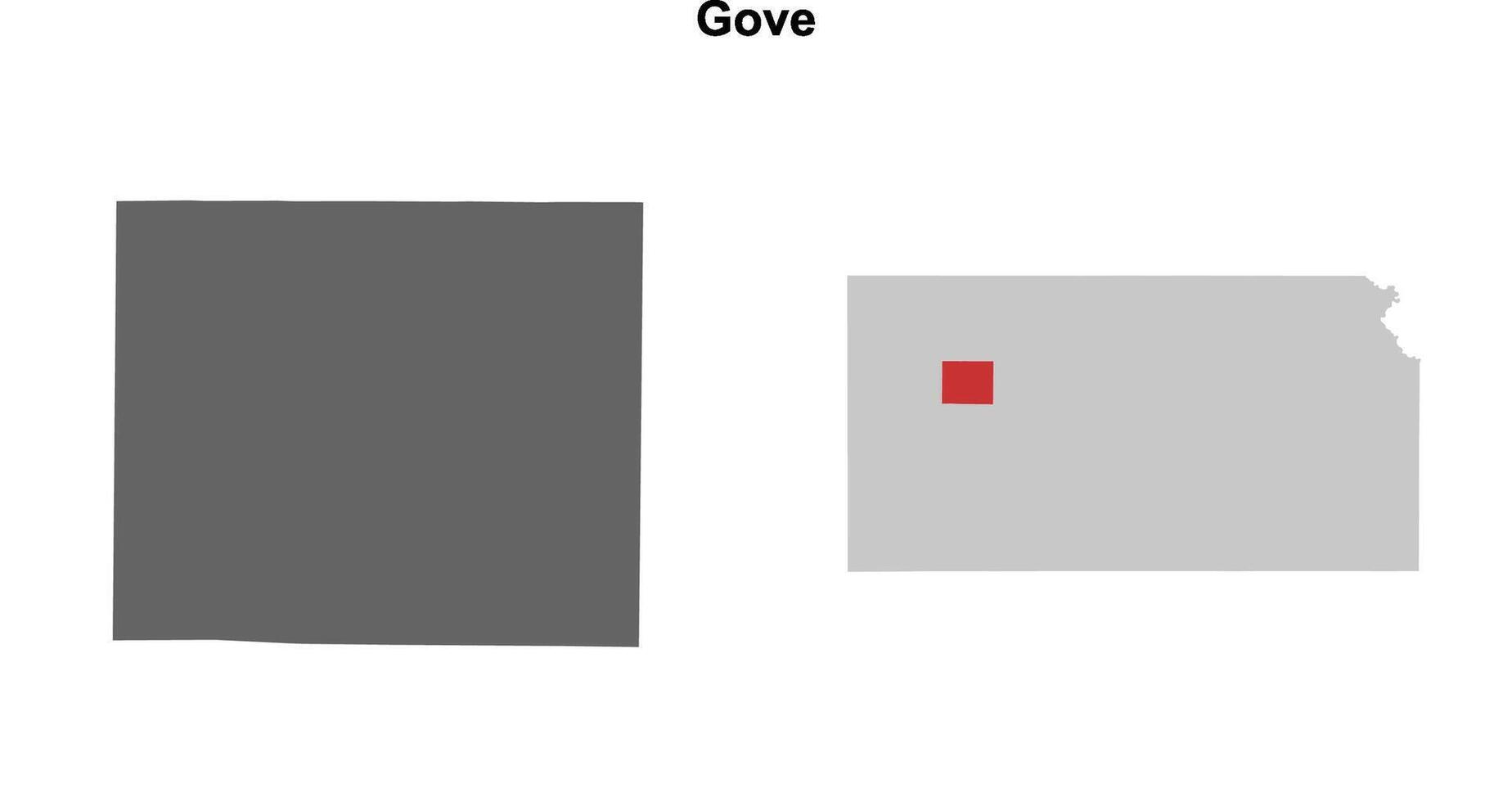 Gove County, Kansas blank outline map set vector