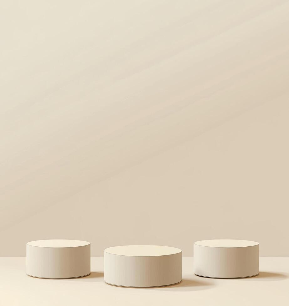 Elegant Beige Cylindrical Product Display Stand photo