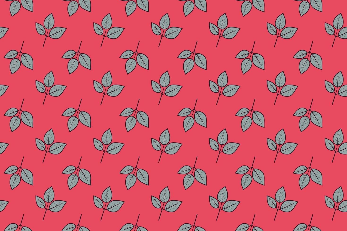 Seamless pattern of stylized grey leaves on a vibrant coral background. Perfect for textile design, wallpaper, branding, or website backgrounds. vector