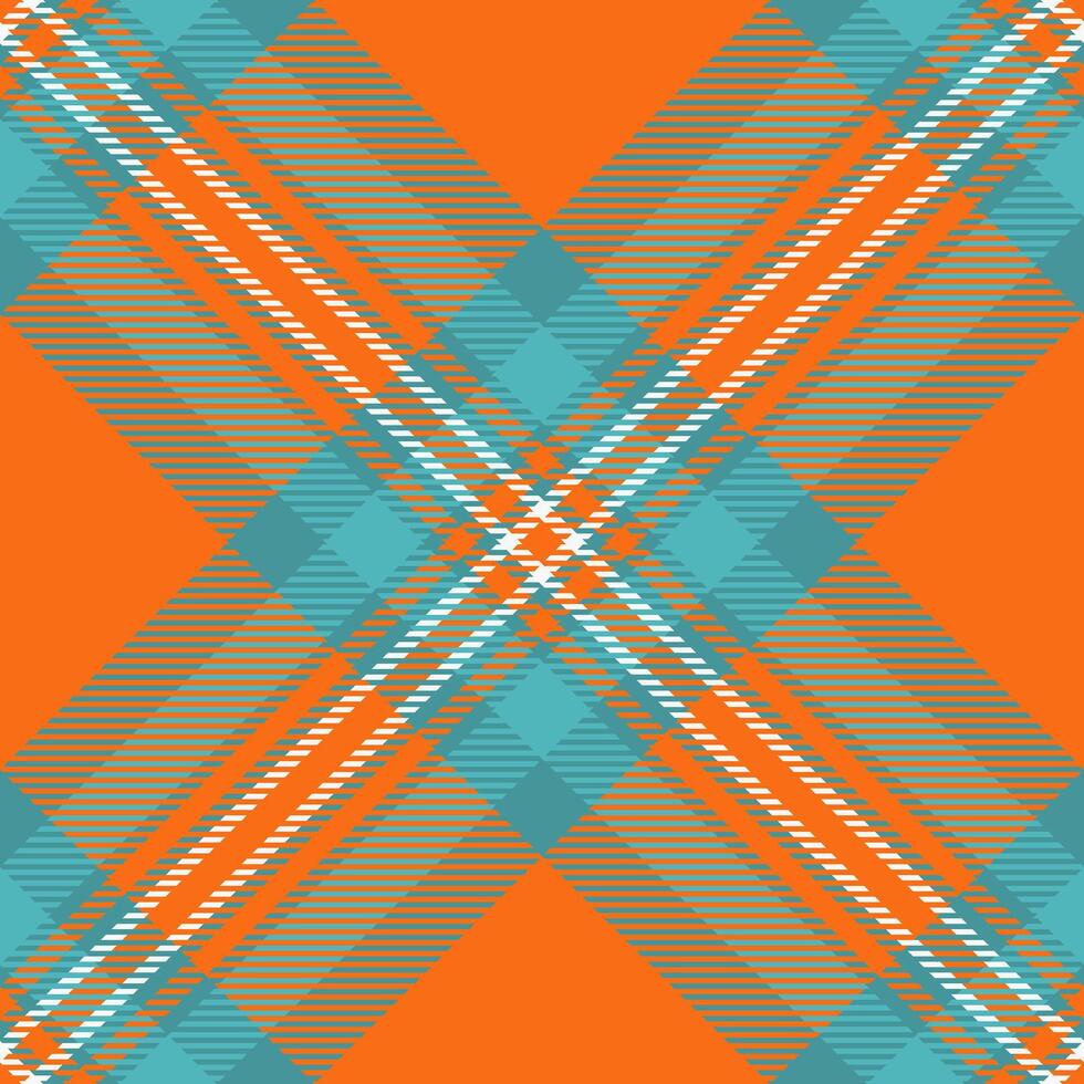Vibrant plaid pattern in teal, orange, and taupe. Geometric design perfect for textile prints, apparel, website backgrounds, or any project needing a bold, modern texture. vector
