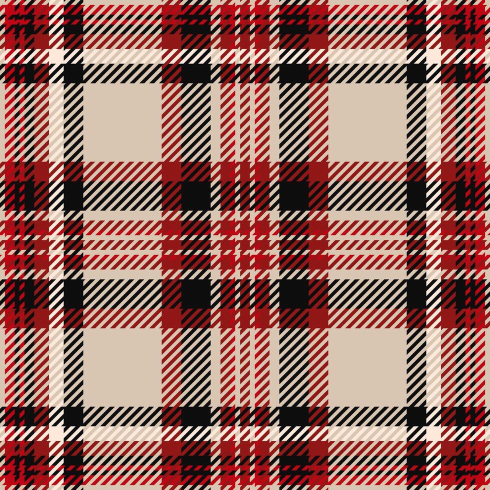 Elegant red, black, and beige plaid pattern. Perfect for textile design, apparel, or seasonal projects. vector