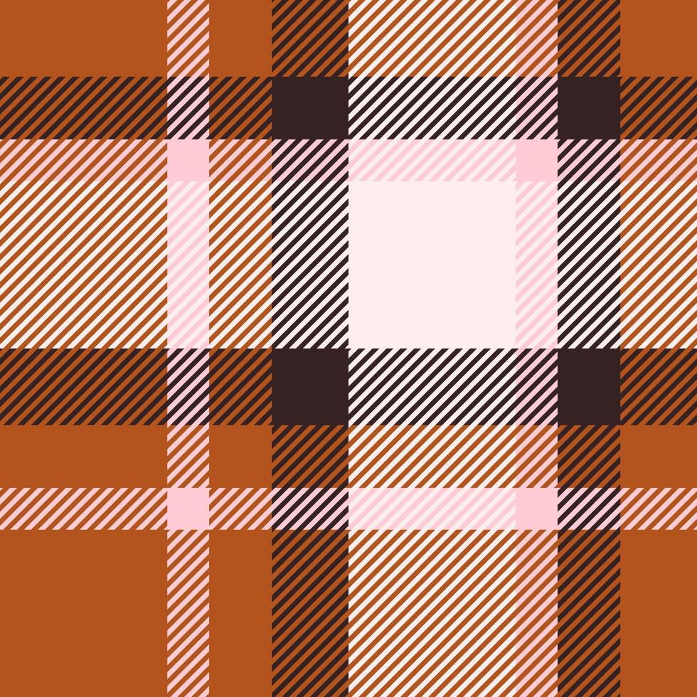 Goose foot pattern plaid, table cloth tartan textile background. Patterned check fabric seamless texture in orange and white colors. vector
