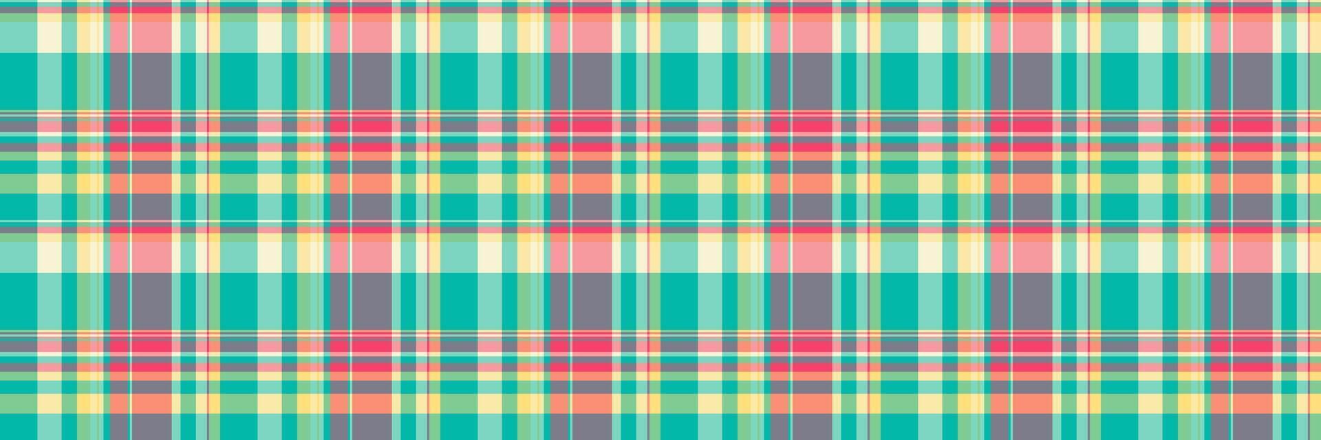 Minimal plaid texture pattern, many background textile check. Rough seamless fabric tartan in teal and red colors. vector
