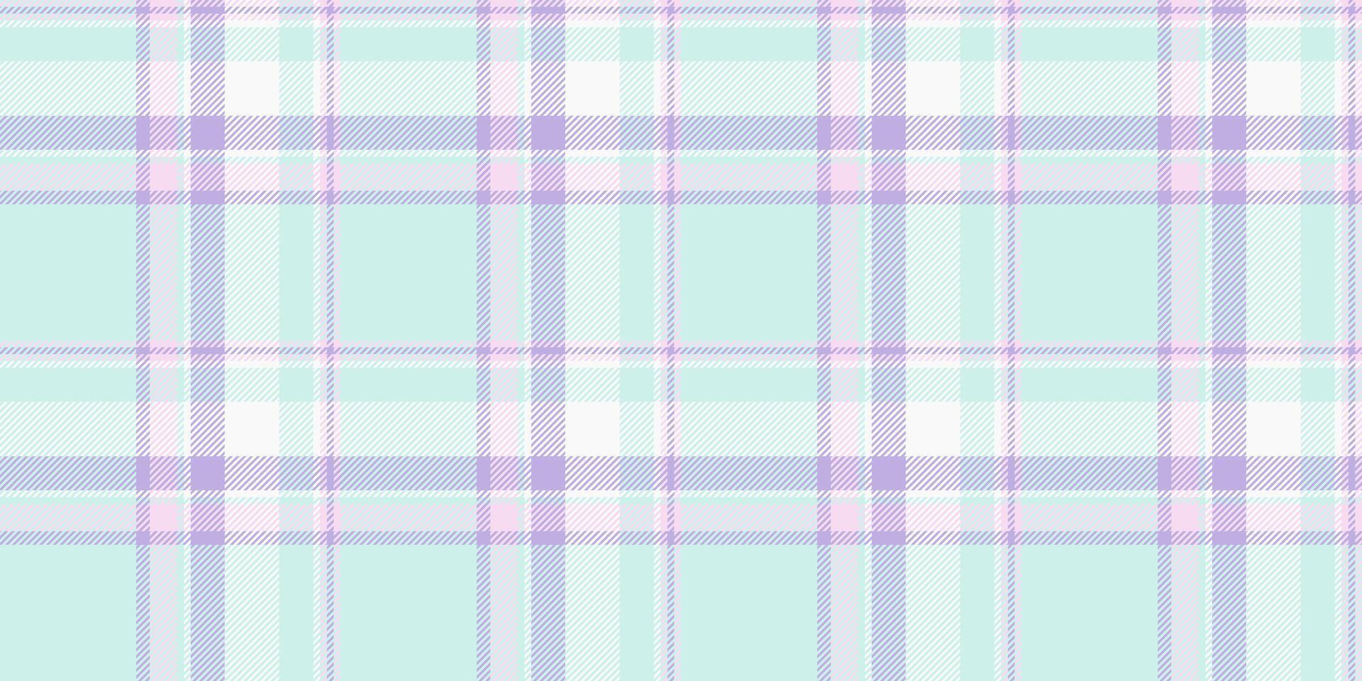 Delicate pastel plaid pattern in mint green, lavender, and white. Perfect for backgrounds, textile designs, and crafting projects. Evokes feelings of serenity and femininity. vector