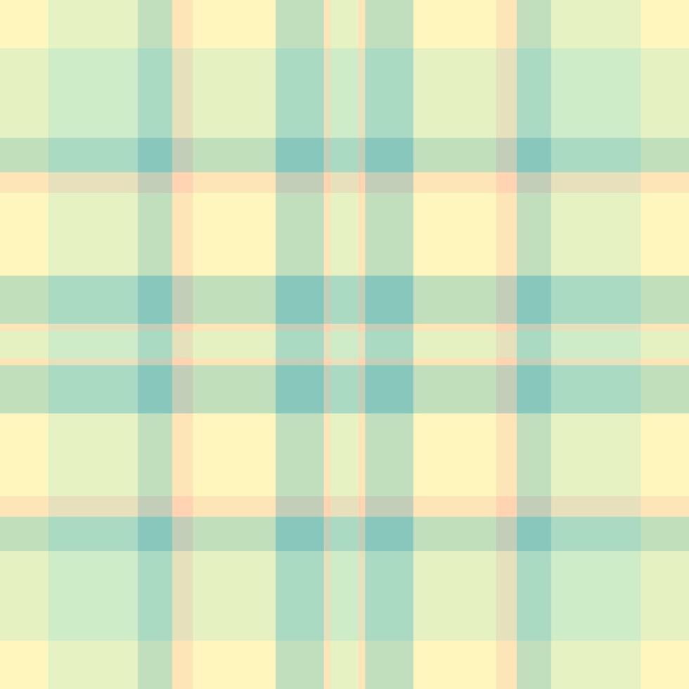 Soft pastel plaid pattern in yellow and teal. Perfect for springsummer designs, textiles, backgrounds, and packaging. A calming and versatile design, evoking feelings of serenity and warmth. vector