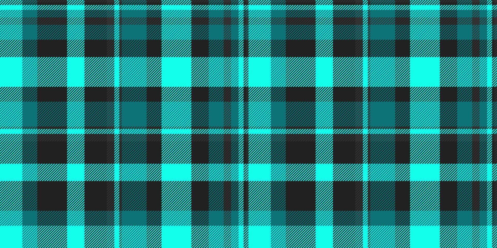 Vibrant teal and black plaid pattern. Perfect for textile design, website backgrounds, or fashion projects. vector
