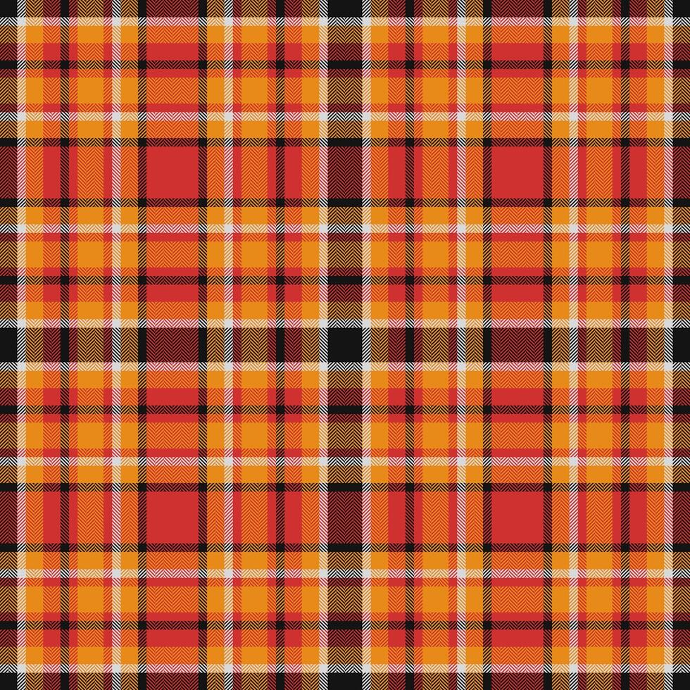 Choose seamless background pattern, warm plaid check texture. Patterned fabric tartan textile in red and orange colors. vector
