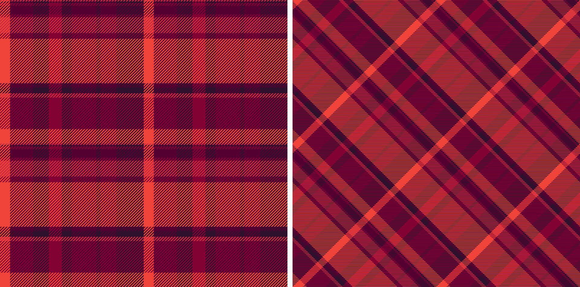 Two stylish plaid patterns in rich red and burgundy hues. Perfect for textile design, fashion, or website backgrounds. vector
