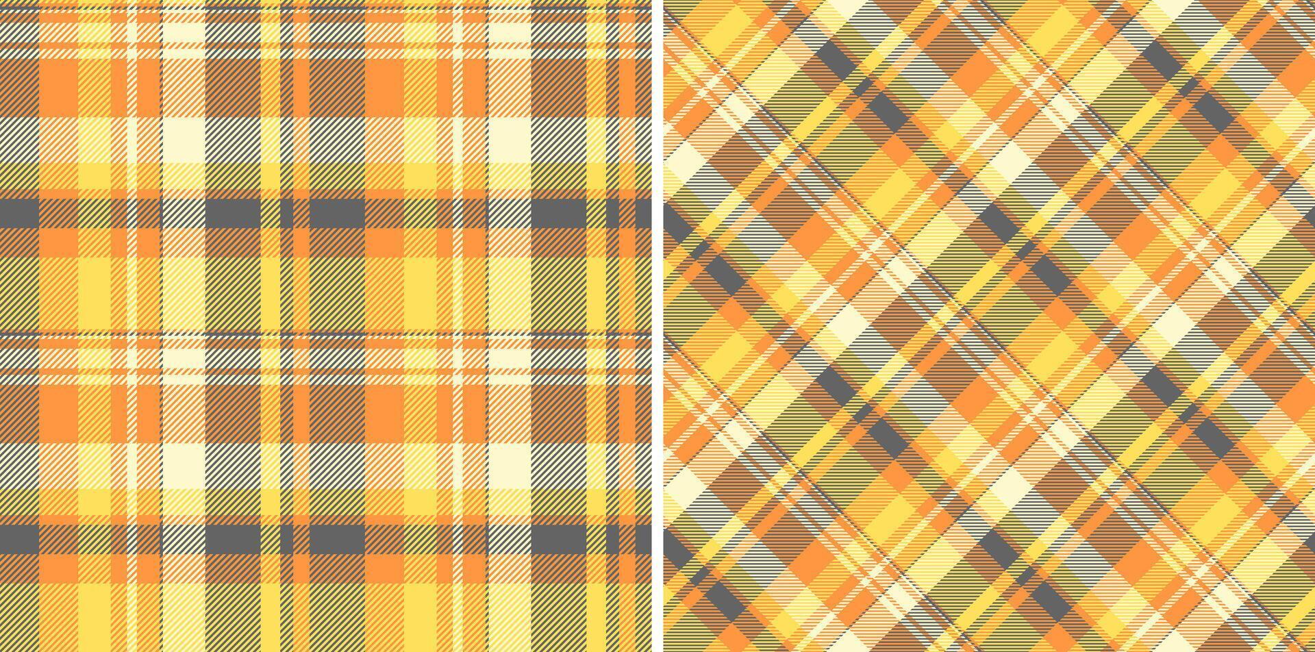Texture tartan pattern of seamless plaid textile with a background fabric check. Set in happy colors. Pillow arrangement on bed. vector