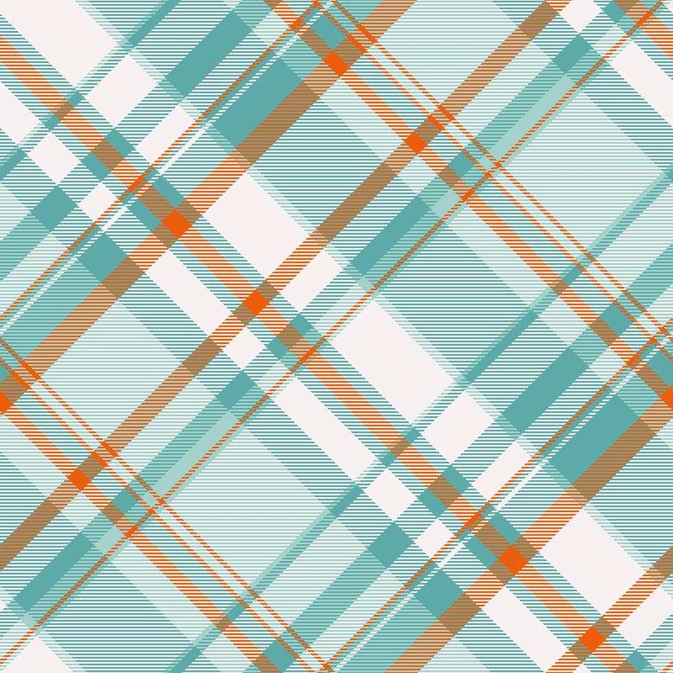 Elegant diagonal plaid pattern in soft teal, peach, and brown hues on a white background. Perfect for textile design, website backgrounds, or packaging. vector