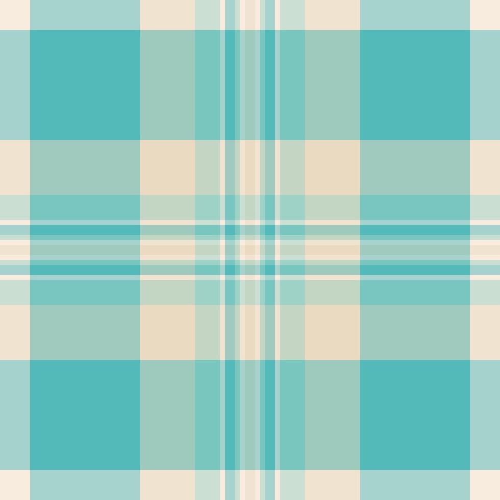 Serene teal and beige plaid pattern. Perfect for textile designs, website backgrounds, or crafting projects. This soft, repeating texture evokes feelings of calm and sophistication. vector