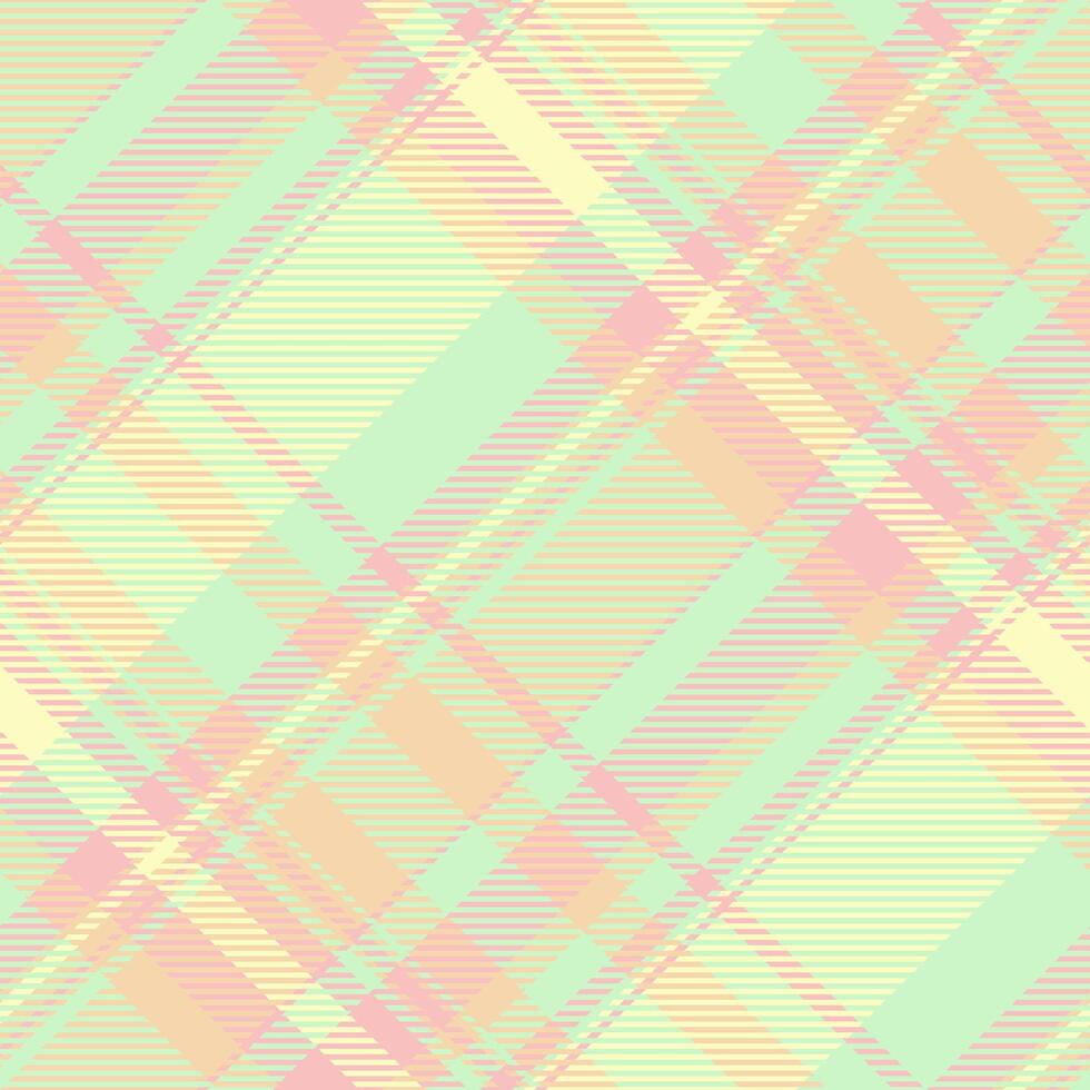 Soft pastel plaid pattern. Elegant, delicate design in pale pinks, greens, and yellows. Perfect for textiles, websites, or branding. Evokes feelings of spring, calm, and serenity. vector