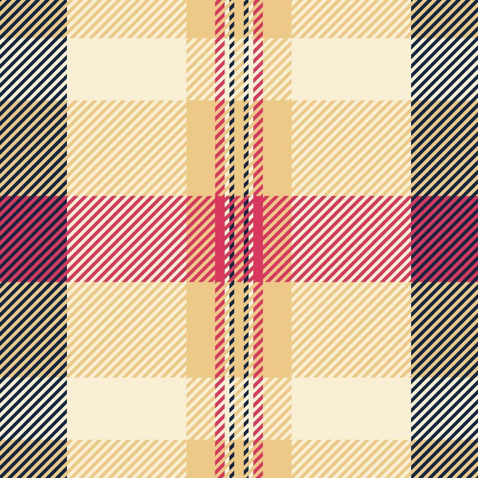 Design check textile background, serene plaid texture seamless. Complexity tartan fabric pattern in amber and antique white colors. vector