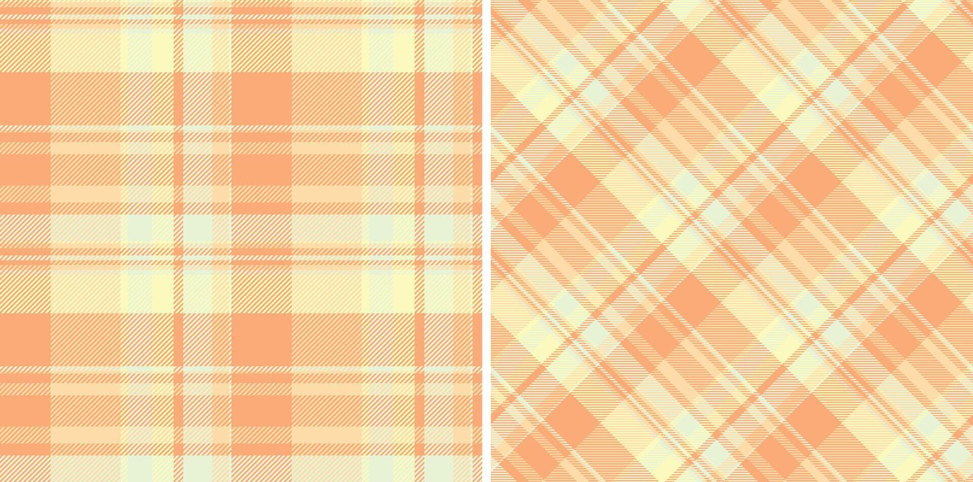 Two pastel peach plaid patterns. Perfect for textile design, wallpaper, or scrapbooking. Soft, calming colors evoke feelings of warmth and comfort. Versatile image for various design projects. vector