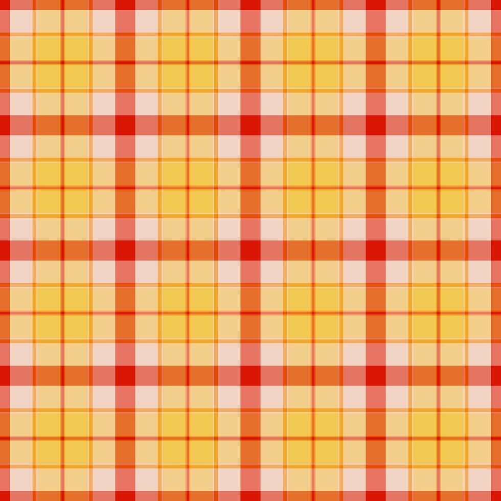 Back texture plaid seamless, print pattern check fabric. Handmade background textile tartan in amber and orange colors. vector