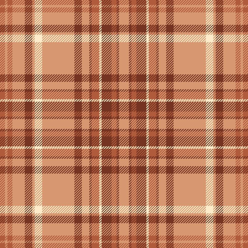 Stitch seamless fabric, quilted textile check tartan. Geometric background texture pattern plaid in orange and red colors. vector