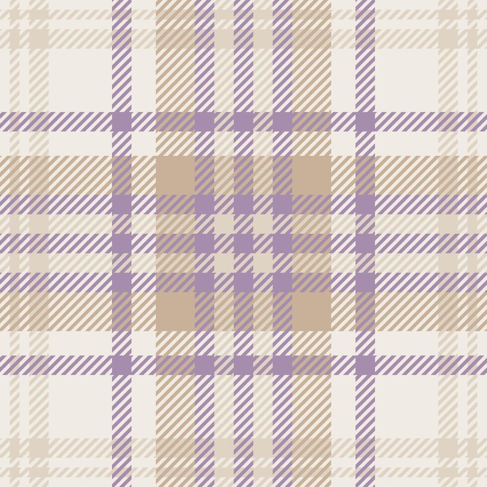 Elegant neutral plaid pattern in soft beige, lilac, and cream tones. Perfect for textile design, website backgrounds, or fashion projects. vector