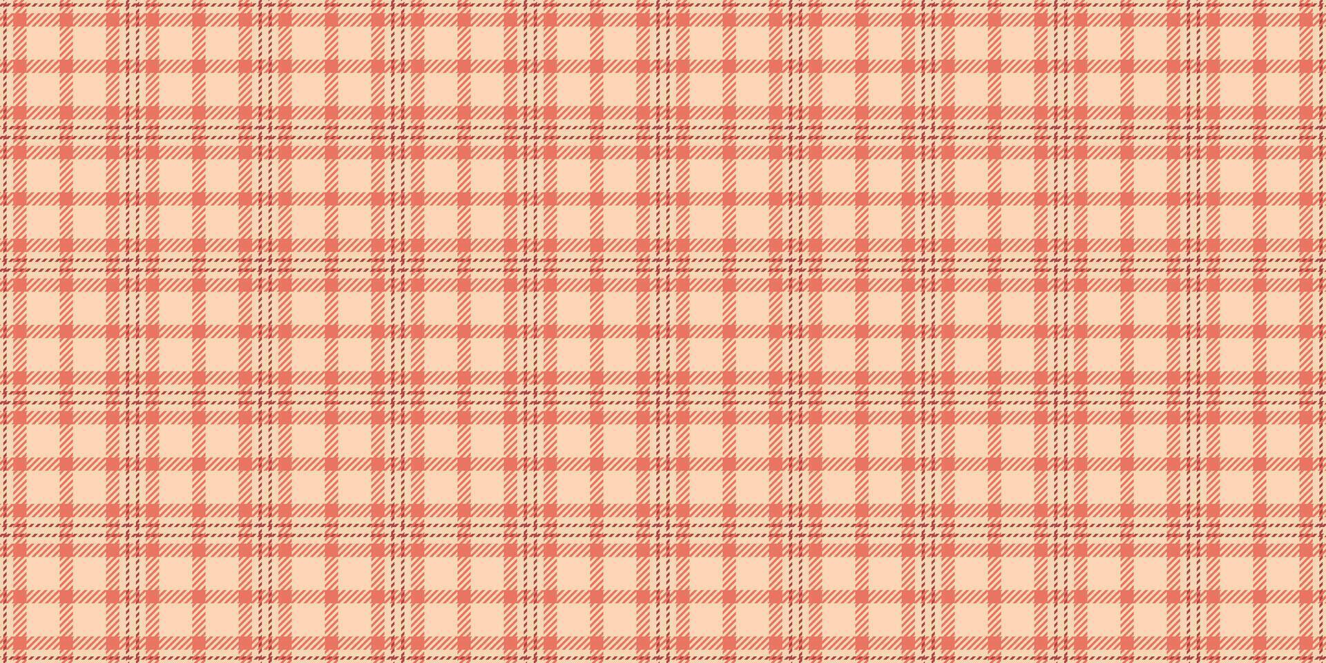 Minimalist fabric seamless plaid, indoor pattern texture. Large tartan textile background check in red and peach puff colors. vector