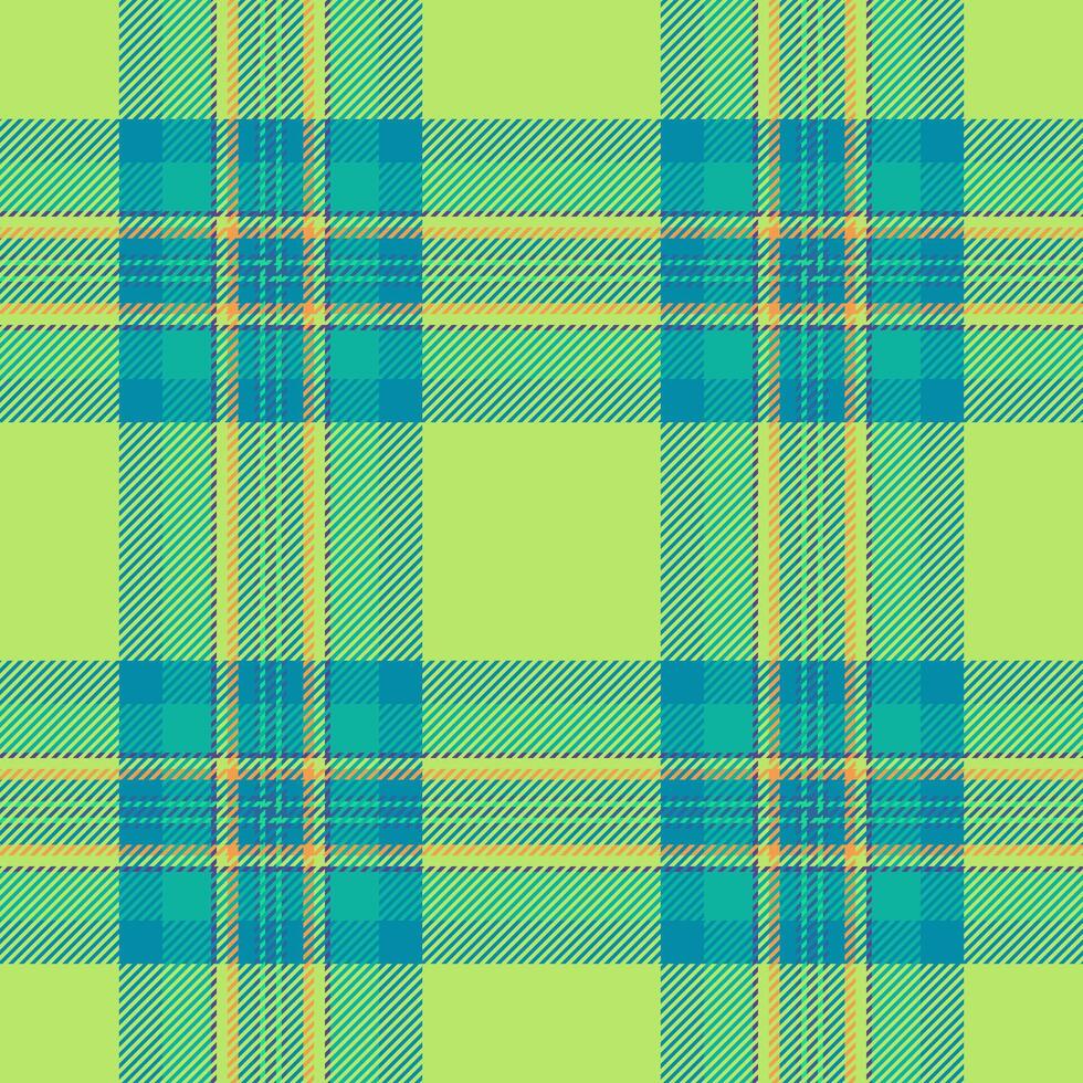 Inspiration fabric background seamless, fashioned texture plaid textile. Customized tartan check pattern in green and cyan colors. vector