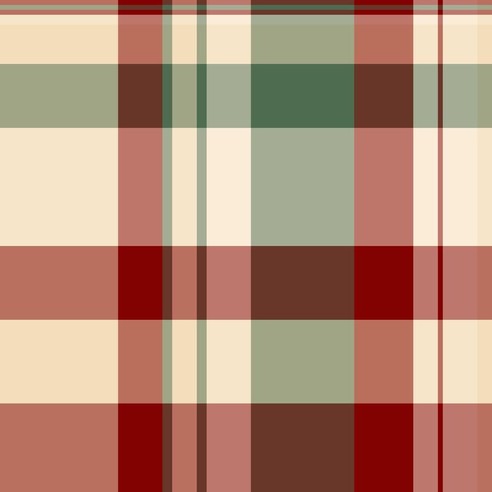 Elegant plaid pattern in muted reds, greens, and creams. Perfect for textile design, website backgrounds, or seasonal branding. This timeless design evokes feelings of warmth and comfort. vector