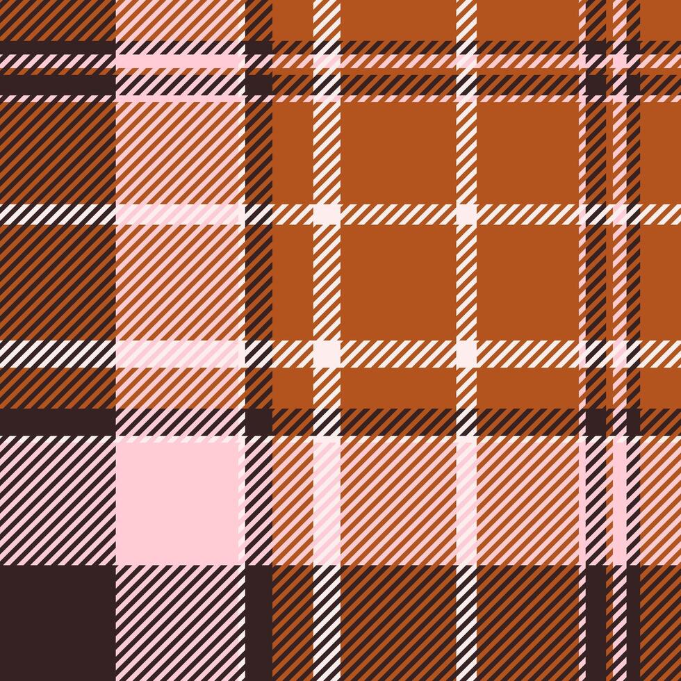 Checked textile fabric seamless, sensual pattern texture. Best check tartan background plaid in orange and dark colors. vector
