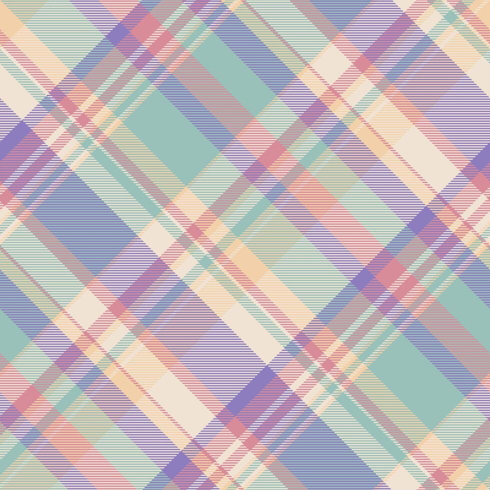 Motif texture pattern, wrapping check tartan background. Intricate plaid textile seamless fabric in light and pastel colors. vector