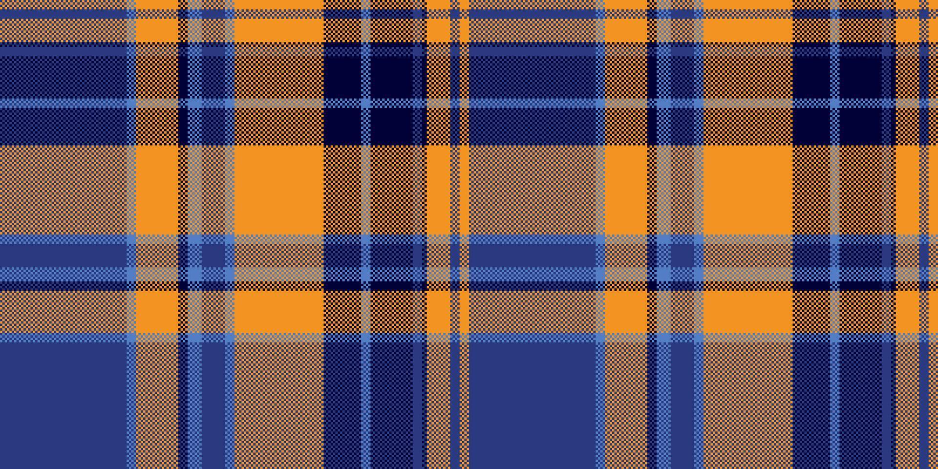 Hanukkah pattern fabric, furry check tartan seamless. Us texture textile background plaid in blue and orange colors. vector