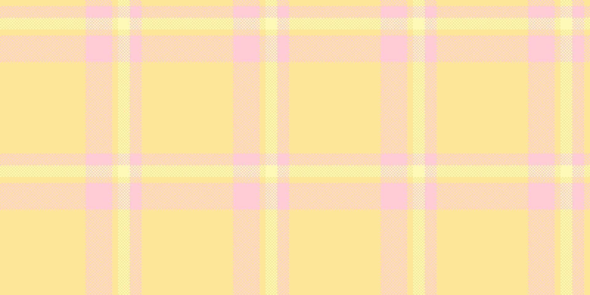 Pastel yellow and pink plaid pattern. Soft, delicate texture perfect for backgrounds, websites, or textile designs. Evokes feelings of warmth, comfort, and springtime. vector
