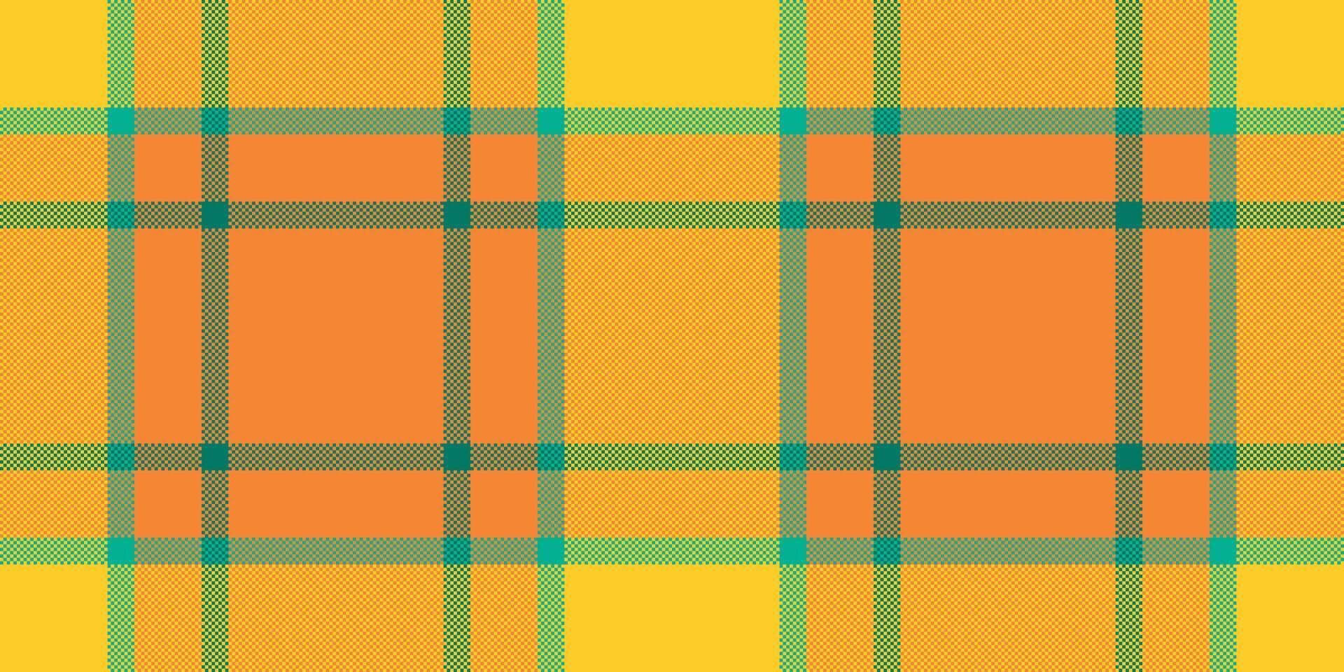 Mexican check pattern seamless, beautiful background fabric textile. Fur tartan texture plaid in orange and yellow colors. vector