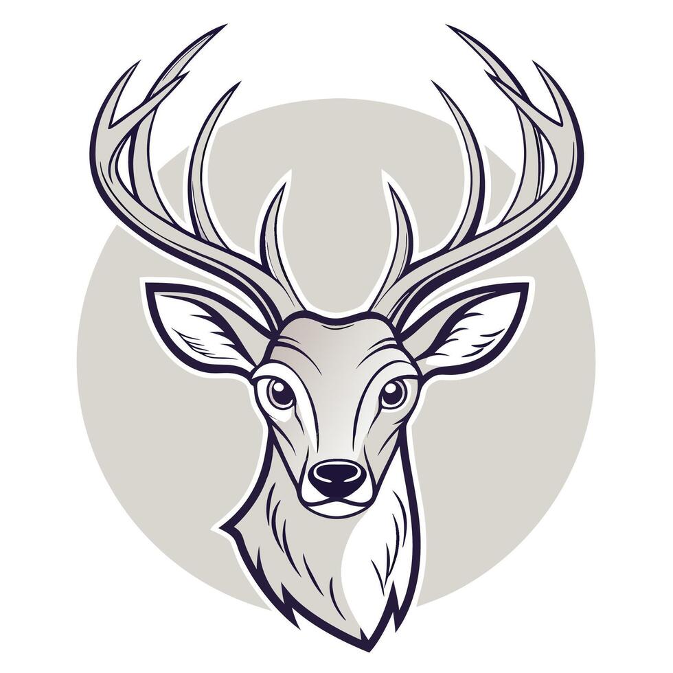 a deer head with horns on it white background vector
