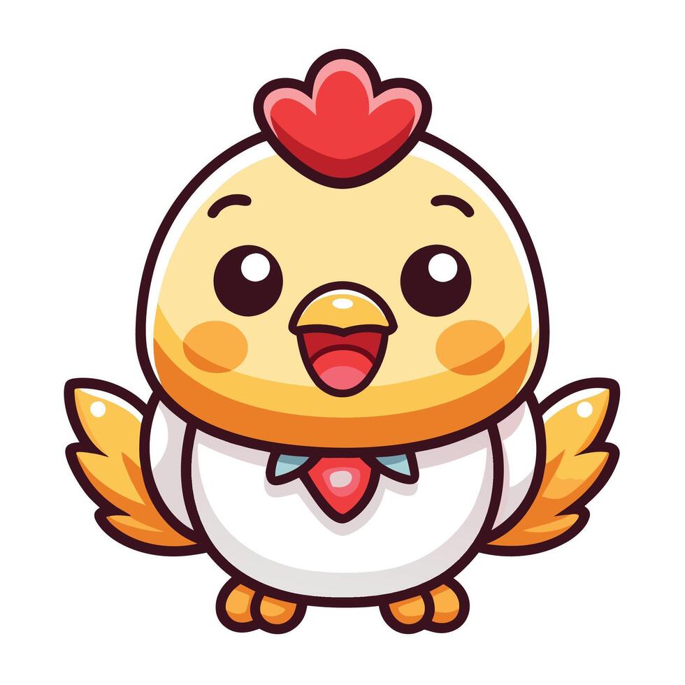 a cartoon chicken with red heart on its chest vector