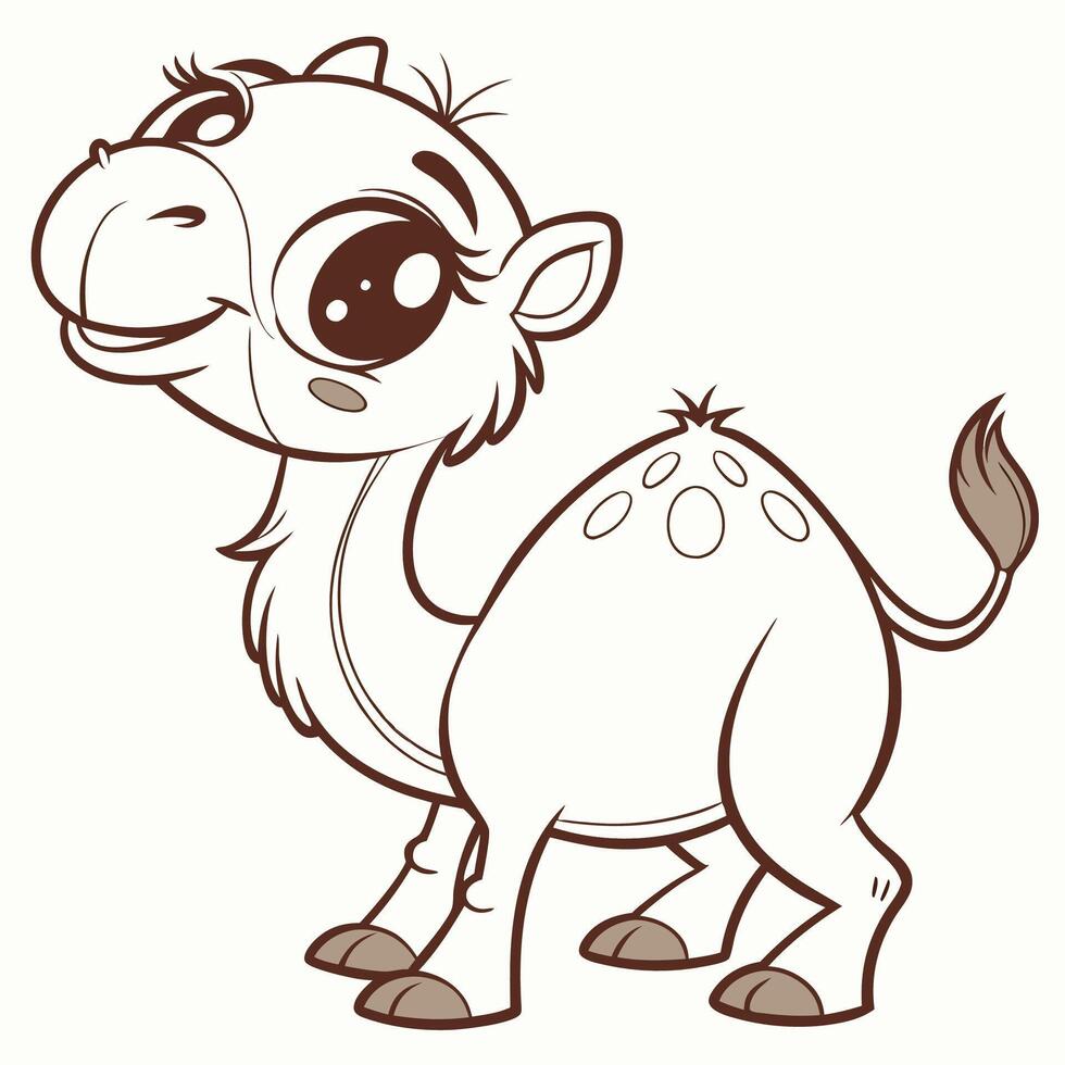 cute camel coloring page vector
