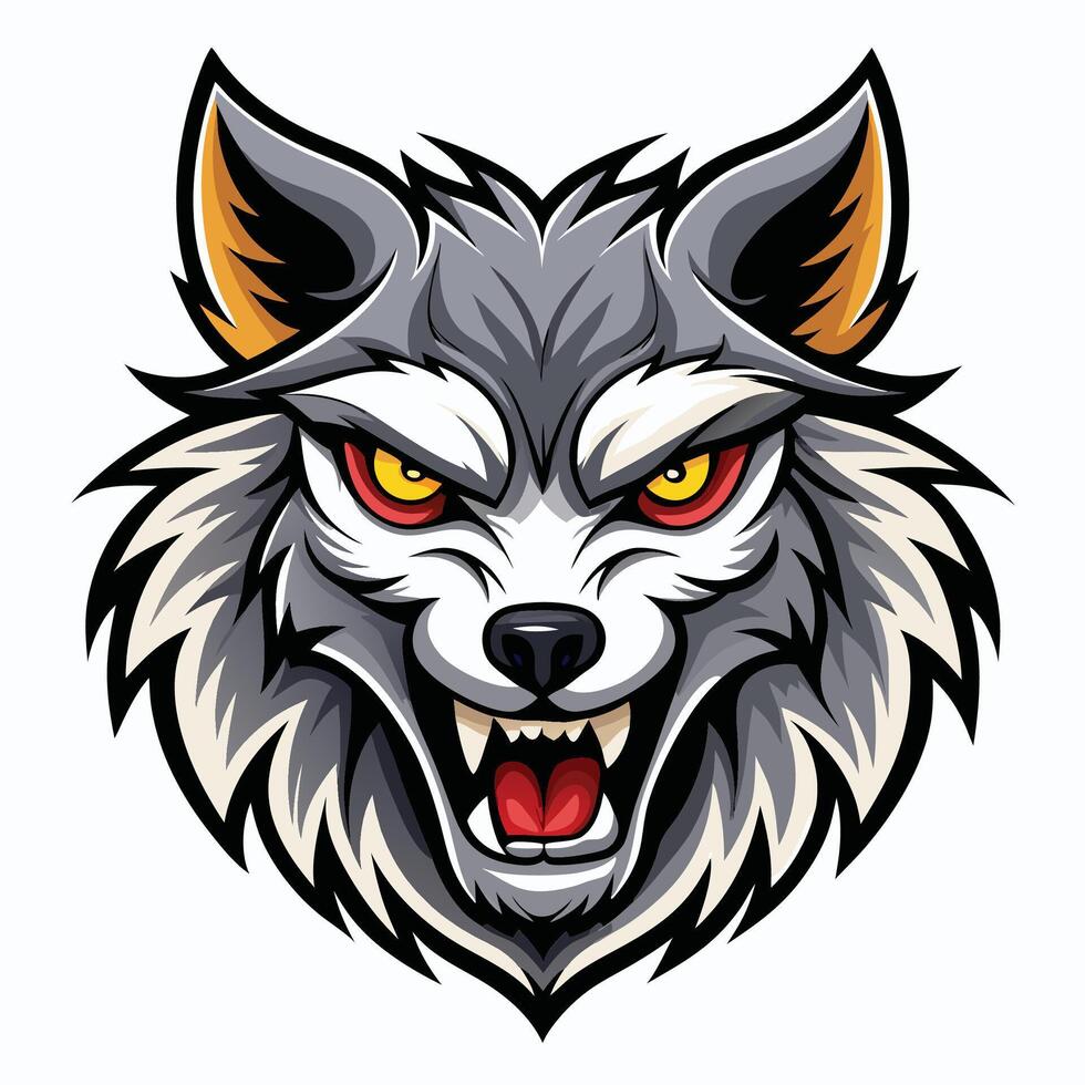 the head of wolf with red eyes vector