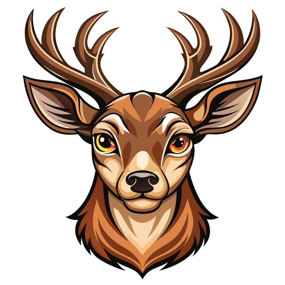 a deer head with big horns on it vector