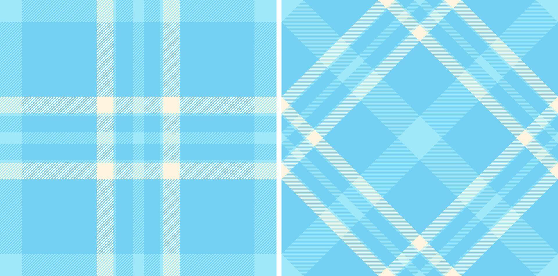 Two pastel blue plaid patterns, one horizontal and one diagonal, offer versatile design options. vector