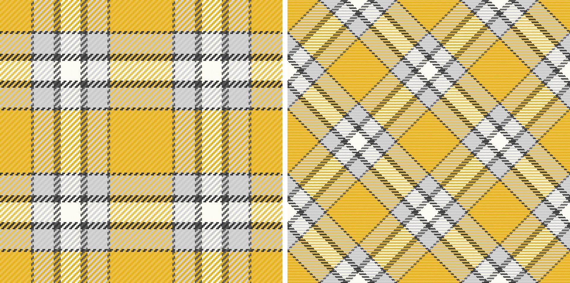 Two vibrant yellow plaid patterns, one classic and one diagonal, offer versatile design options for fashion, home decor, and web projects. vector