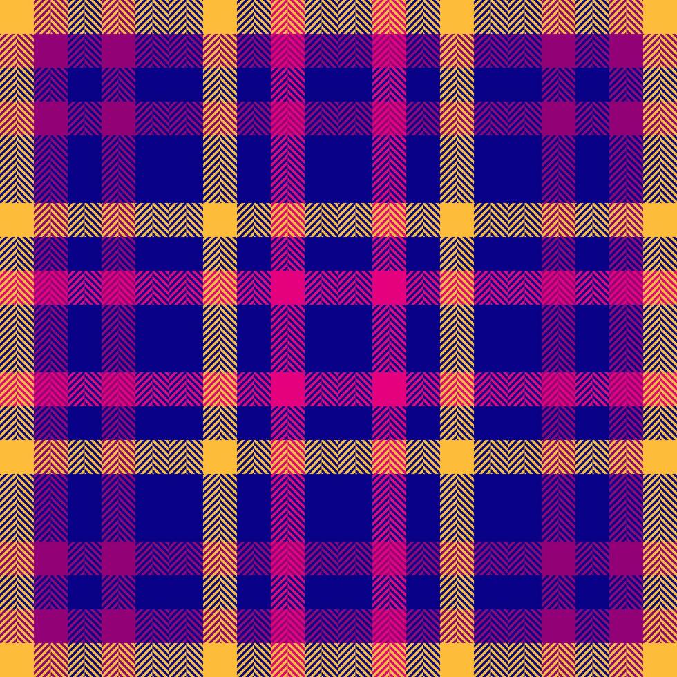 Arabic fabric textile background, trim plaid pattern tartan. Structure texture seamless check in indigo and amber colors. vector