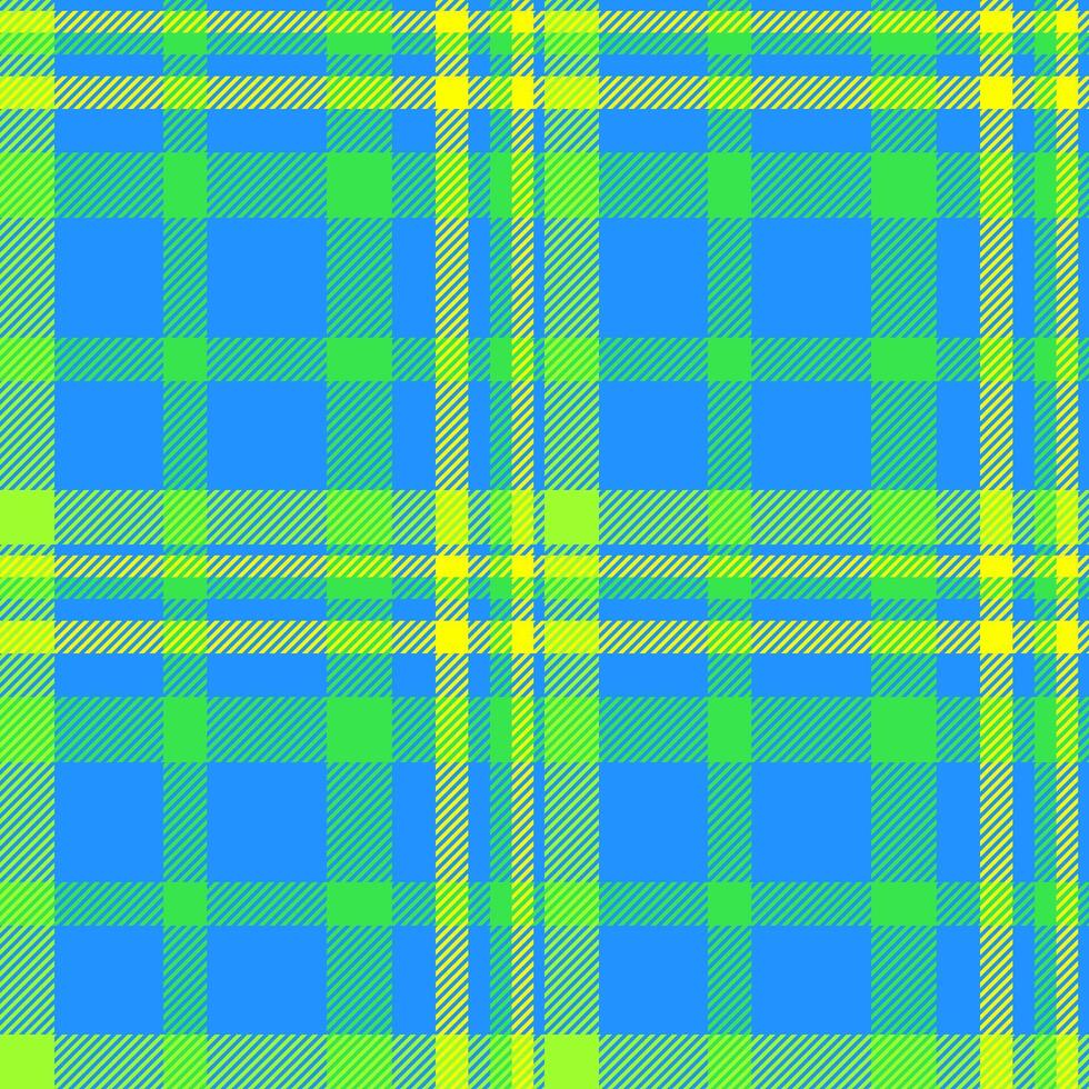Quality background check fabric, deluxe texture textile. Checks tartan pattern plaid seamless in green and sky blue colors. vector