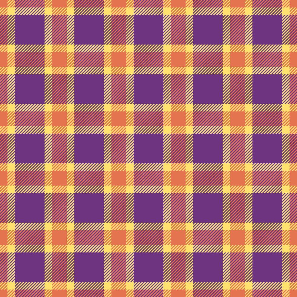 Vibrant purple, orange, and yellow plaid pattern. Perfect for textile design, fallthemed projects, or adding a touch of autumnal style to any project. vector