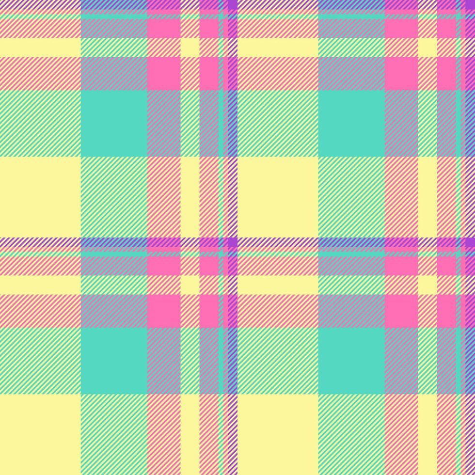 Satin pattern plaid textile, spanish fabric seamless check. Messy texture tartan background in yellow and teal colors. vector