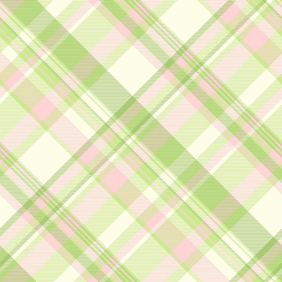 Elegant pastel plaid pattern in soft pink and green hues. Perfect for backgrounds, textile designs, or springthemed projects. vector