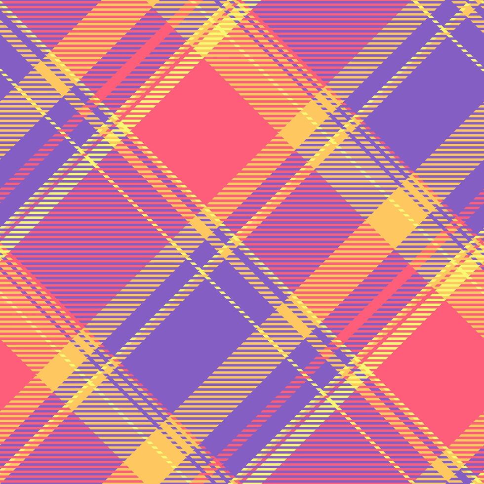 Marriage plaid textile pattern, show fabric texture seamless. Wallpaper check tartan background in violet and red colors. vector
