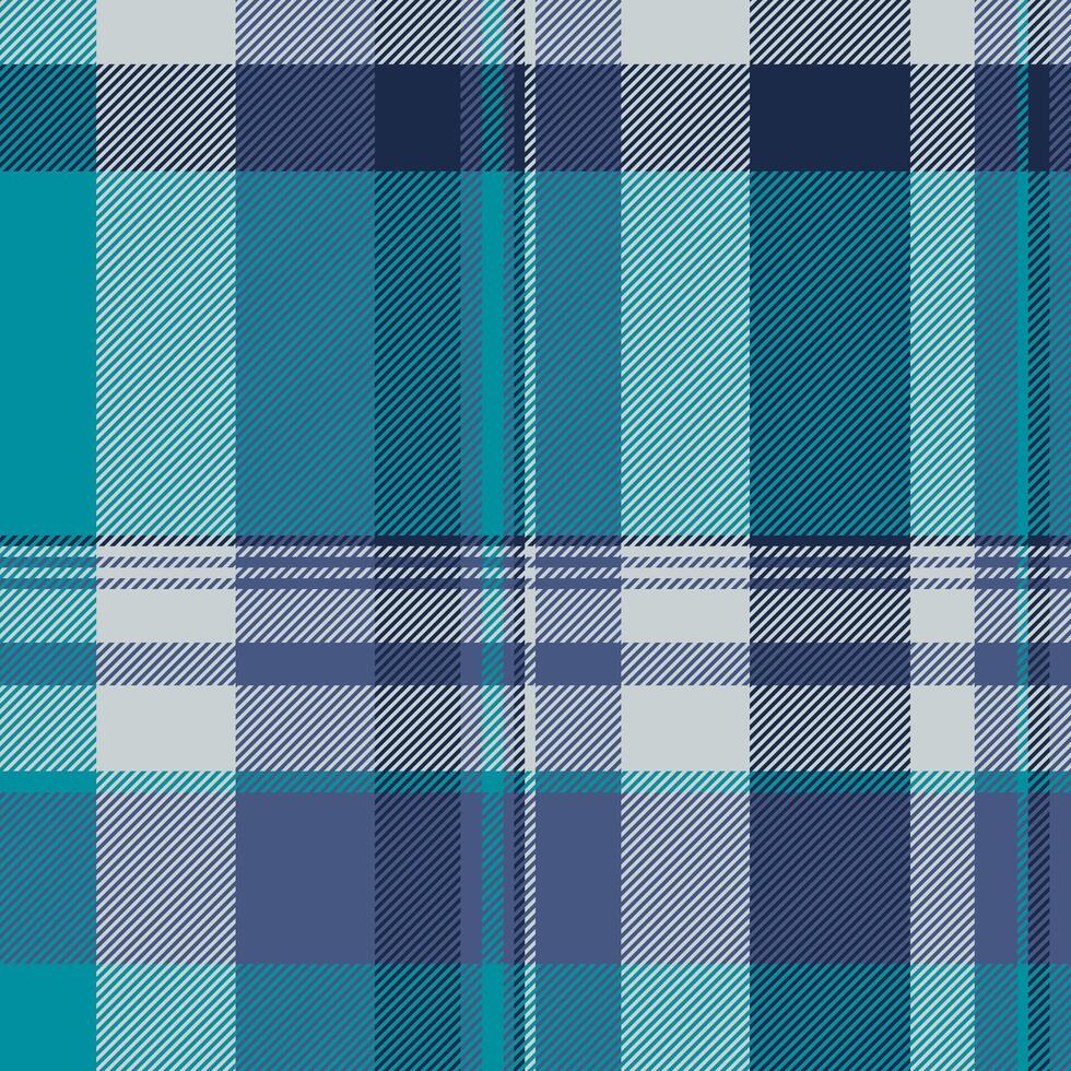 Store fabric plaid tartan, loft textile pattern . Couch texture seamless check background in cyan and white colors. vector