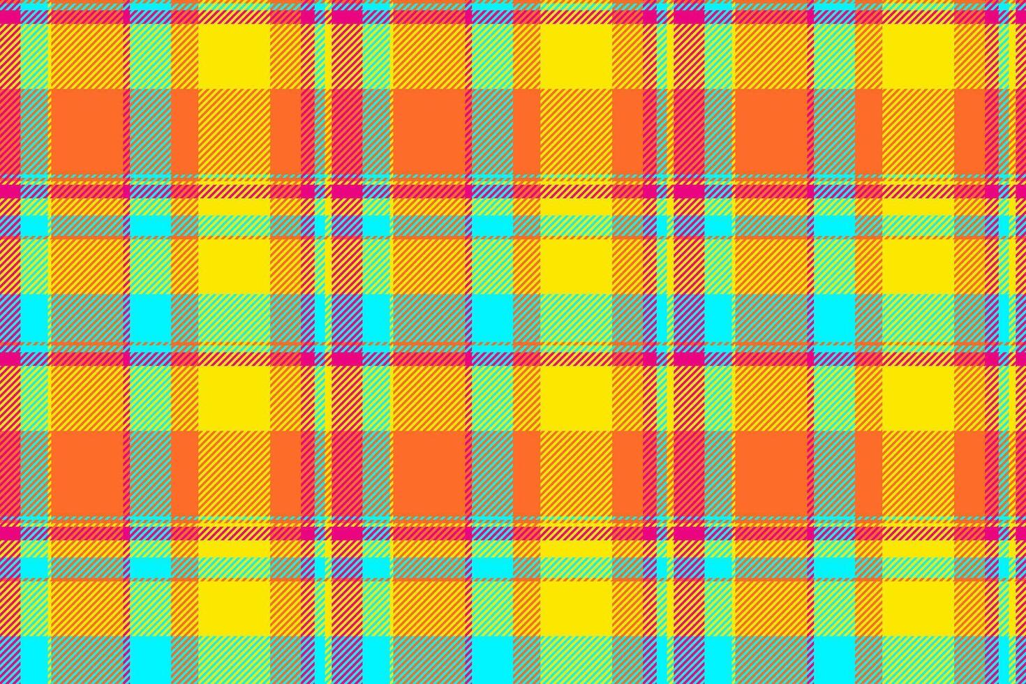 Patterned seamless background tartan, countryside texture textile . Square check pattern plaid fabric in bright and radioactive colors. vector
