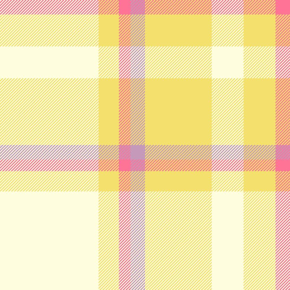 Pastel plaid pattern in yellow, pink, and lavender. Perfect for textile design, fashion, websites, and branding. A cheerful and soft texture, ideal for spring or summer themes. vector
