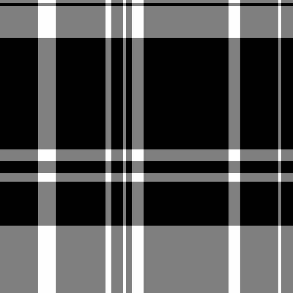 Stylish monochrome plaid pattern. Geometric textile design in black, white, and gray. Perfect for backgrounds, fashion, or website design. Modern, versatile, and easily adaptable. vector