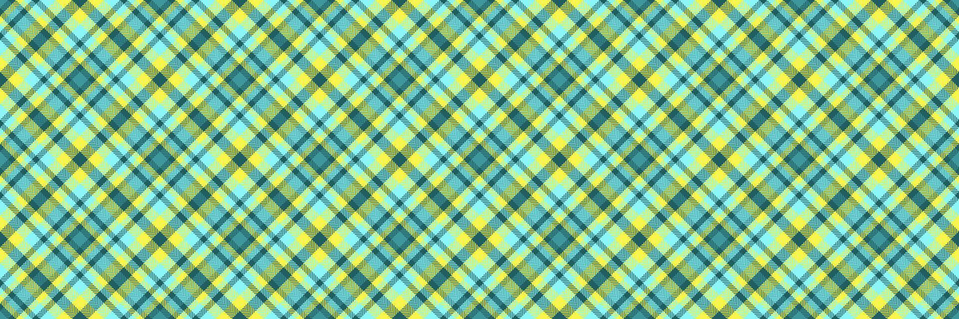 India fabric seamless, underwear pattern texture textile. Direct background check tartan plaid in cyan and yellow colors. vector