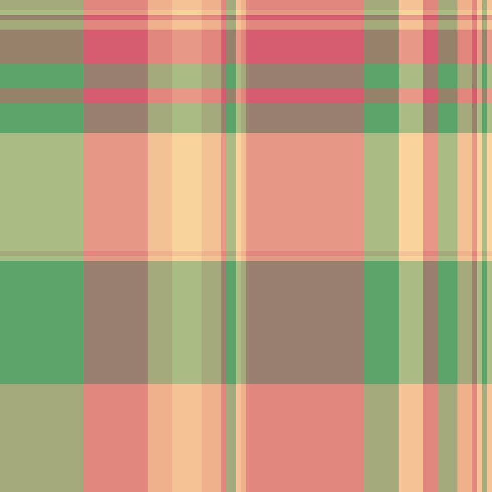 Soft pastel plaid pattern in peach, green, and beige. Ideal for textile design, website backgrounds, or crafting projects. This calming, repetitive design evokes feelings of comfort and serenity. vector