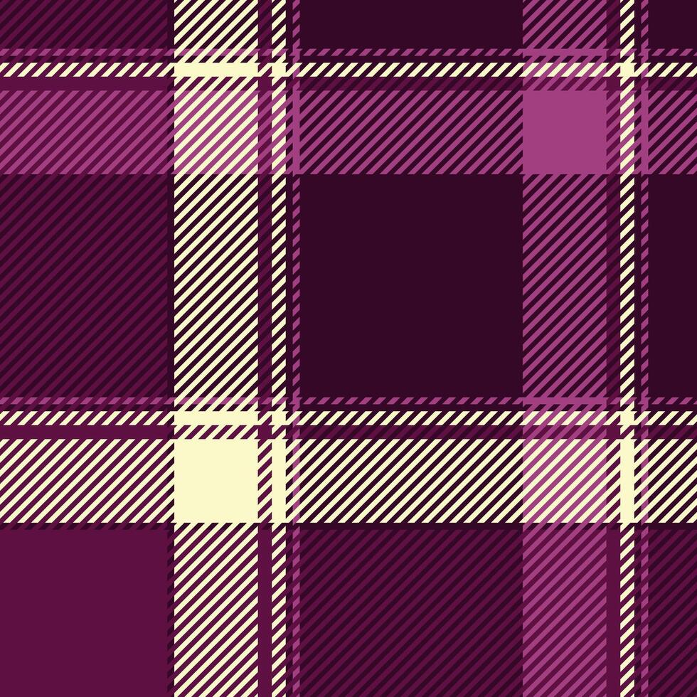 Velvet plaid textile tartan, short seamless background check. Best texture fabric pattern in pink and dark colors. vector