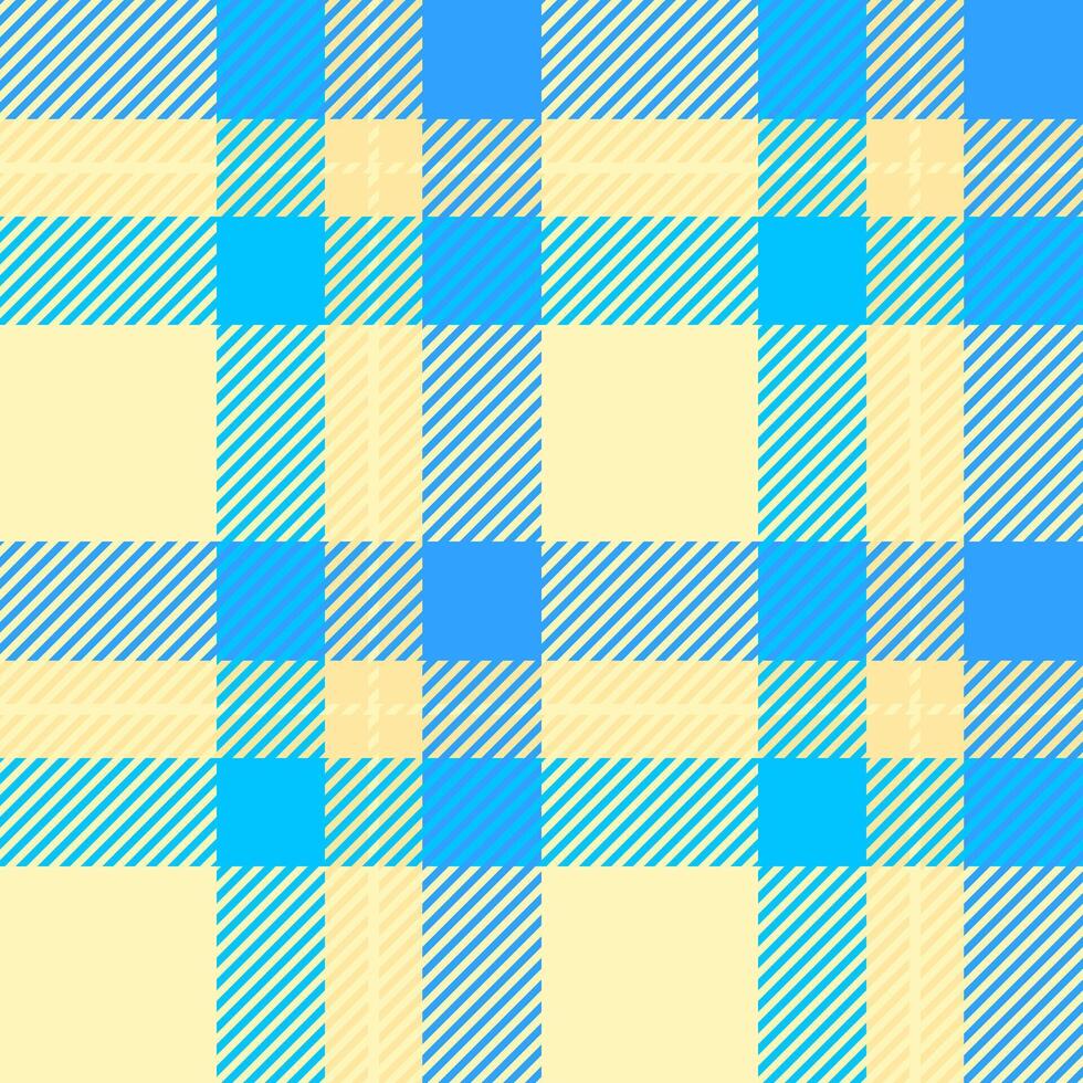 Vibrant blue and pale yellow plaid pattern. Perfect for textile designs, website backgrounds, or summerthemed projects. This cheerful, repeating texture evokes feelings of warmth and optimism. vector